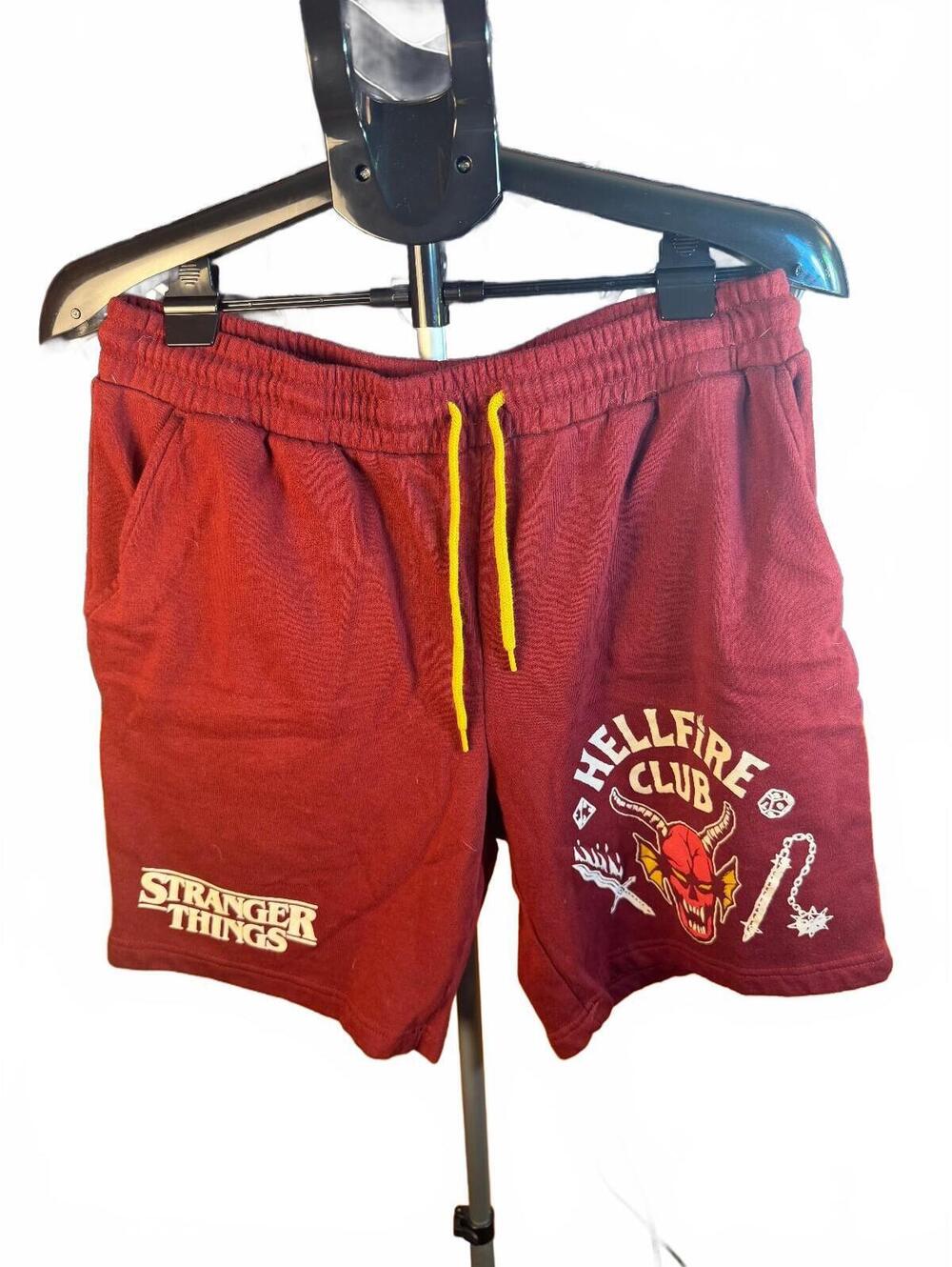 Stranger Things Hellfire Club burgundy lounge Shorts sz M